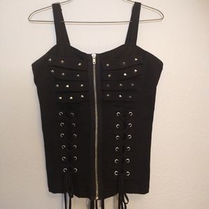 TRIPP nyc studded zip corset tank top, goth punk emo scene